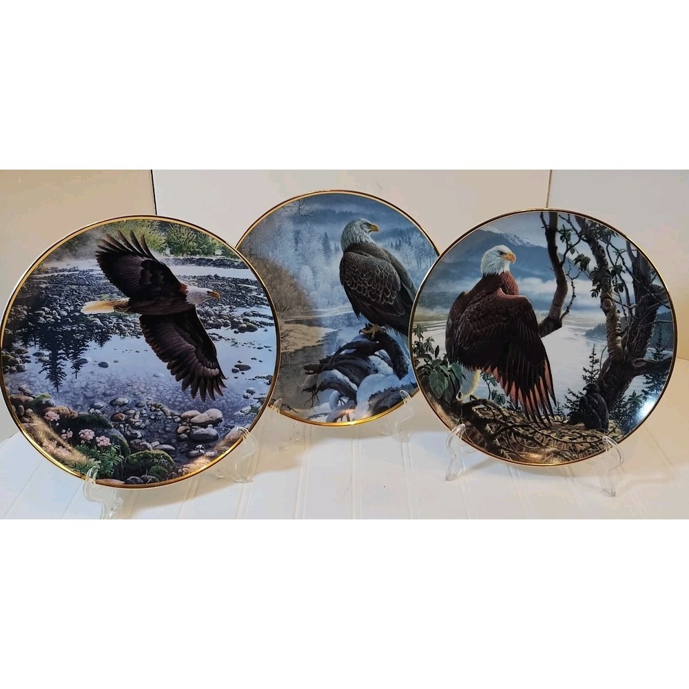 3 Seasons Of The Bald Eagle Winter Summer Spring Plate Hamilton Collection 1991
